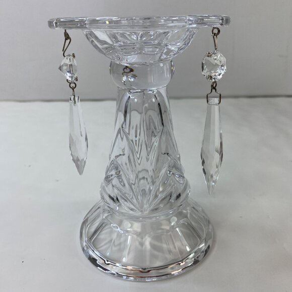 Royal Limited Lead Crystal Candlesticks Set 2 Dangling Prisms - Picture 3 of 16